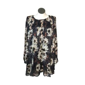 Loveriche Womens Dress M Black Long Bishop Sleeve Floral Whimsigoth Modest